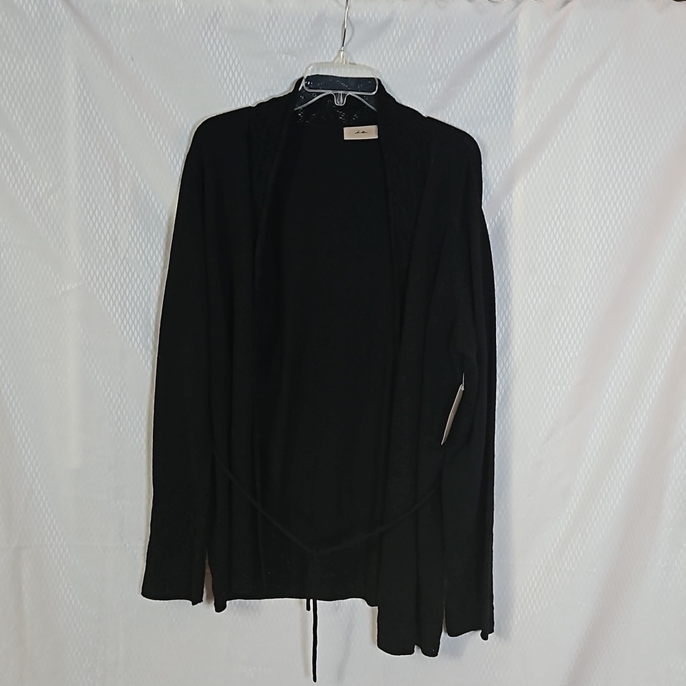 I.E. Open Belted  Long Sleeve Cardigan Sweater  Sz XL Black NWT